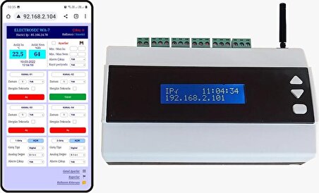 Electrosec WA-7 Akıllı Ev Otomasyon ve Isı Nem Takip Sistemi  (Wi-Fi, 7 Kanal)