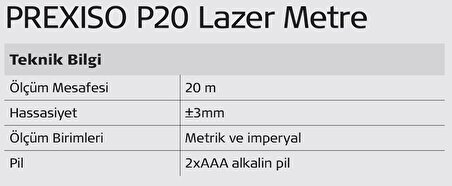 Prexiso P20 Lazer Metre (20 Metre)
