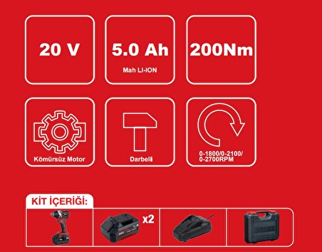 ATTLAS PRO  ATBL 18 ID-502 C Akülü Darbeli Vidalama (KÖMÜRSÜZ)