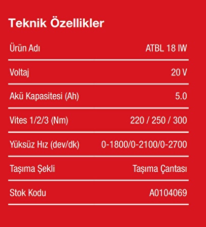 ATTLAS PRO  ATBL 18 IW-502 C Akülü Darbeli Somun Sıkma (KÖMÜRSÜZ)