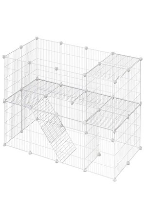 Hodbehod  36 Panel Beyaz Renk Evcil Küçük Hayvan Kedi Köpek Kuş Evi Kafesi Oyun Parkı Portatif Metal