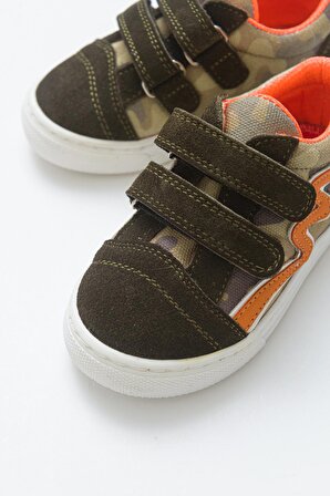 Mnpc Erkek Çocuk Haki Deri Ortopedik Destekli Sneaker Ayakkabı