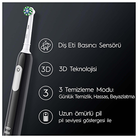 Oral-B Pro Series 1 İkili Paket, Siyah ve Mavi Elektrikli Diş Fırçaları, 2 Diş Fırçası Başlığı, Braun Tasarımı