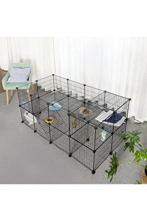 36 Panel Evcil Küçük Hayvan Kedi Köpek Kuş Evi Kafesi Oyun Parkı Portatif Taşınabilir Metal Tel