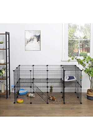 36 Panel Evcil Küçük Hayvan Kedi Köpek Kuş Evi Kafesi Oyun Parkı Portatif Taşınabilir Metal Tel