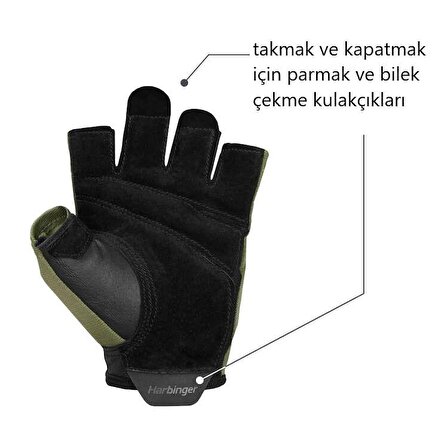 Harbinger Power Gloves - M Erkek Fitness Eldiveni Yeşil
