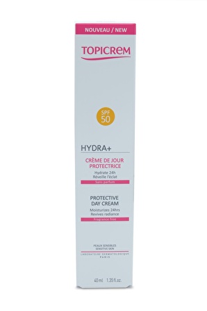 Topicrem Hydra+ Protective Day 50 Faktör Yaşlanma Karşıtı Tüm Cilt Tipleri İçin Renksiz Yüz Güneş Koruyucu Krem 40 ml