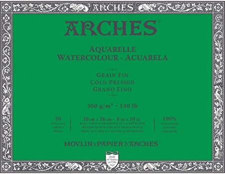 Arches Watercolor 300gr 20x26cm 20yp Cold Pressed Suluboya Blok / A1711599