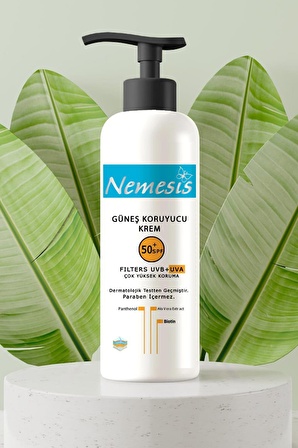 Nemesis 50+ Faktör Onarıcı Tüm Cilt Tipleri İçin Renksiz Güneş Koruyucu Krem 200 ml