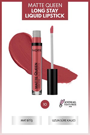 Note Matte Queen Lipstick Kalıcı Likit Ruj 10 Her Favorite - Pembe