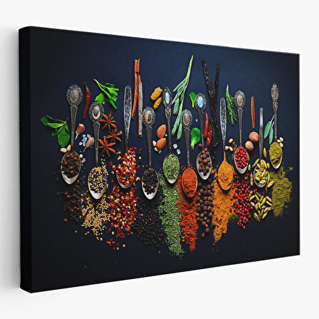 Mutfak Masasındaki Baharatlar Dekoratif Kanvas Duvar Tablosu-3715