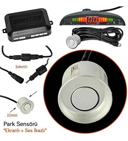 Park Sensörü Led Ekran Ses İkazlı Gri