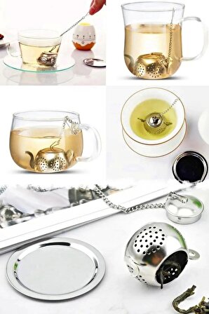 4'lü Demlik Model Çelik Bitki Çayı Demleme Süzgeci Çay Kahve Demleme Bardak Çaydanlık Tea Süzgeci