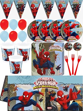 Spiderman Örümcek Adam 16 Kişilik Doğum Günü Konsepti Parti Malzemeleri Seti