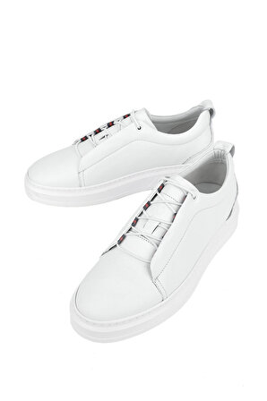 Ziya, Erkek Hakiki Deri Sneaker 131987 170 Beyaz