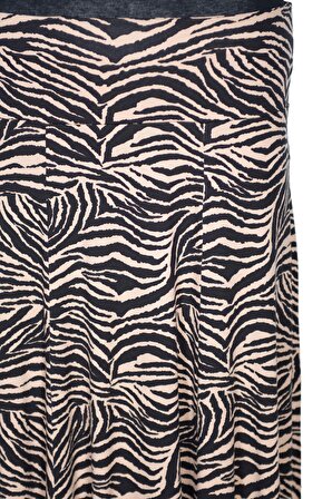Barem Kadın Arzu Korsajlı 6 Parça Zebra Desen Kum Beji Etek