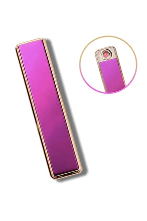 Pembe Renk Alevsiz Ve Dumansız Kızaklı Usb Şarjlı Çakmak Şahmat-1091