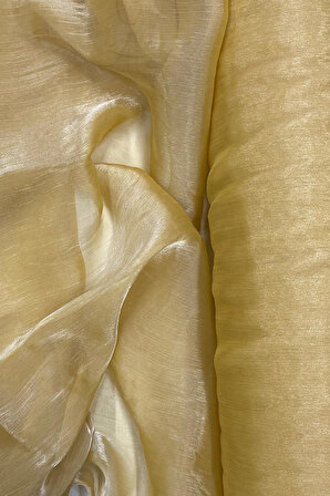 Abiye Elbiselik Işıltılı Tül Cam Organze Kumaş Gold