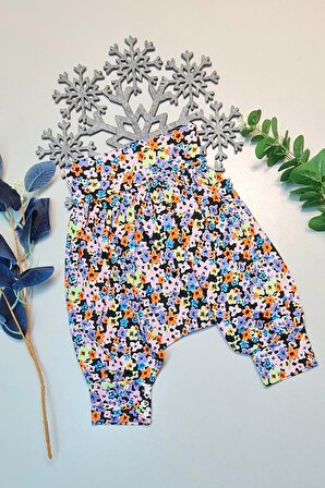 Kız Bebek Hediyelik Retro %100 Pamuk Şalvar Renkli Çiçek Desenli Royaleks