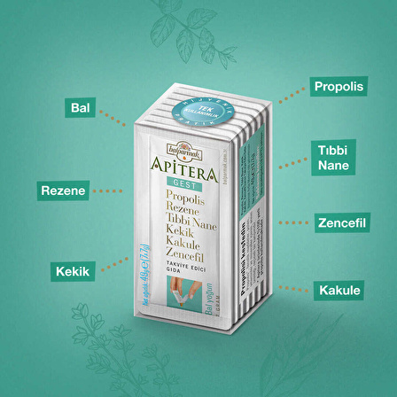 Apitera Gest 7 g x 7 Adet (Rezene, Propolis, Tıbbi Nane, Kekik, Kakule, Zencefil, Bal)