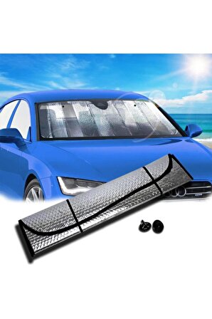Araba Ön Cam Güneşliği Uyumlu Balonlu Metalize Parlak Alüminyum Katlanabilir Oto Güneşlik (130x60cm