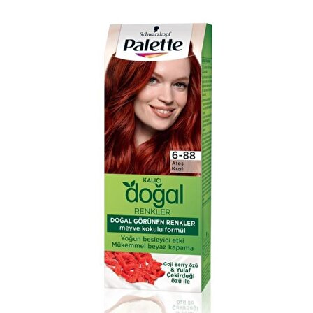 Palette Kalıcı Doğal Renkler Saç Boyası 6-88 Ateş Kızılı