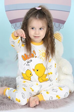 Ördek Desenli Kız Çocuk Pijama Takımı