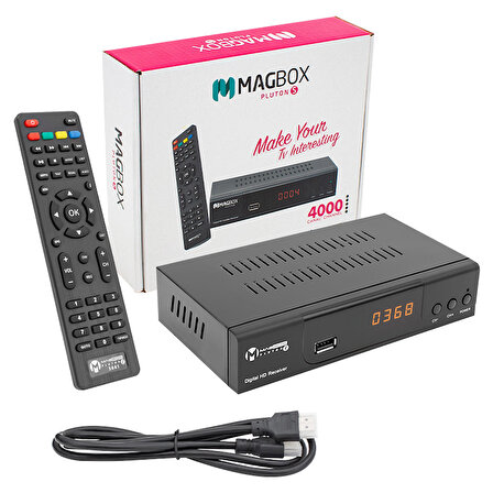 MAGBOX PLUTON S YENİ MODEL KASALI FULL HD UYDU ALICISI TKGSLİ (SCART+HD) HDMI KABLO DAHİL (2818)