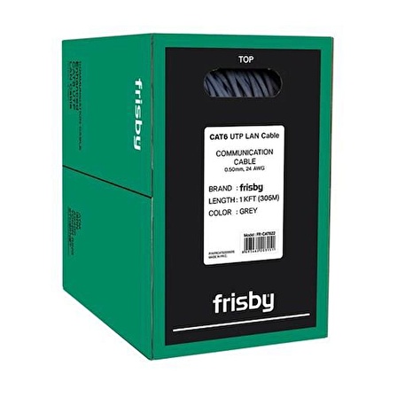 FRISBY FNW-CAT622 305MT 24 AWG CAT6 UTP KABLO GRİ 