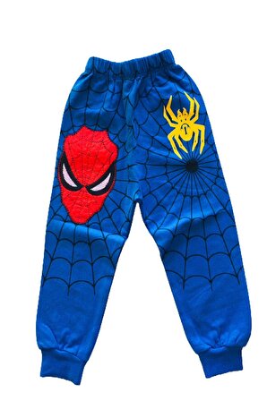 Örümcek Adam Eşofman Takımı  Spiderman Kostümü Maskeli Kapüşonlu Mavi-Kırmızı