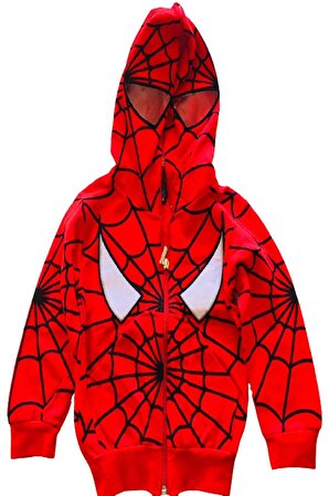 Örümcek Adam Eşofman Takımı  Spiderman Kostümü Maskeli Kapüşonlu Kırmızı