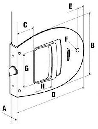 Mobella kanatlı tip kapı kilidi Uygun Kapı Kalınlığı 12,7 mm
