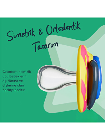 Tommee Tippee Fun Style 2'li Ortodontik Silikon Emzik 6-18 Ay Mavi