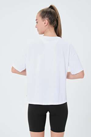 Dress Cabinet Kadın Düz Renk Yırtmaç Detaylı Bisiklet Yaka T-Shirt
