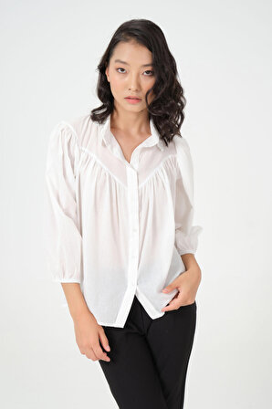 Dress Cabinet Kadın Yakası Dantel Detaylı Fırfırlı Gömlek