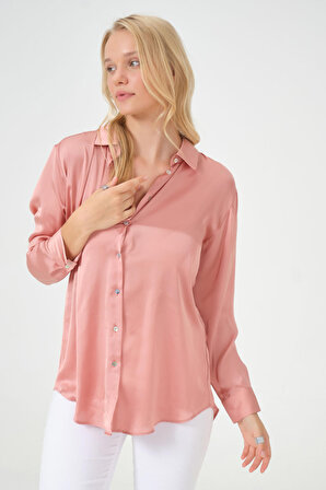 Dress Cabinet Kadın Düğmeli Saten Gömlek