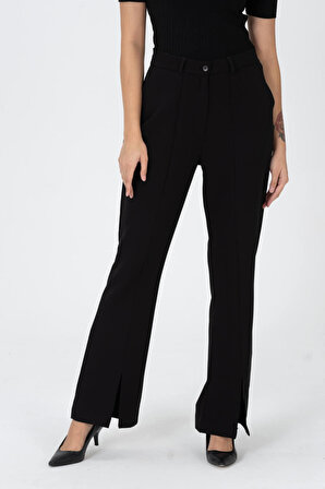 Dress Cabinet Kadın Yırtmaç Detaylı Bol Paça Kumaş Pantolon