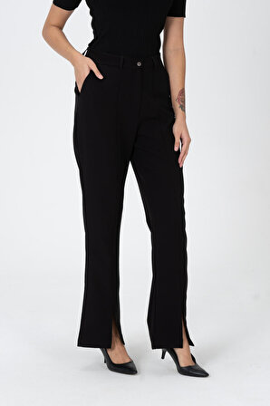 Dress Cabinet Kadın Yırtmaç Detaylı Bol Paça Kumaş Pantolon