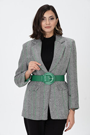 Dress Cabinet Kadın Balıksırtı Kaşe Kemerli Ceket