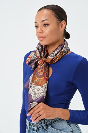 Dress Cabinet Mor - Karışık Renkli Desenli Fular Şal