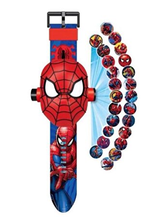 Spiderman Örümcek Adam Projeksiyonlu Saat 24 Farklı Karakteri Duvara Yansıtır
