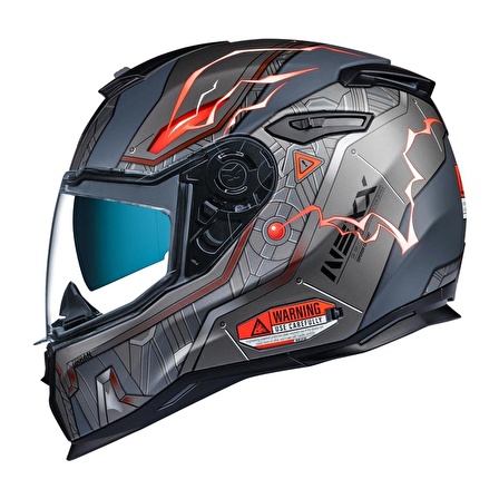 NEXX SX.100 GIGABOT MAT GRİ KIRMIZI MOTOSİKLET KASK