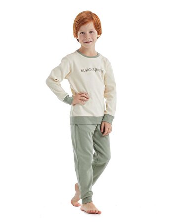 Erkek Çocuk Uzun Kol Krem Pijama Takımı C4T0N1O10