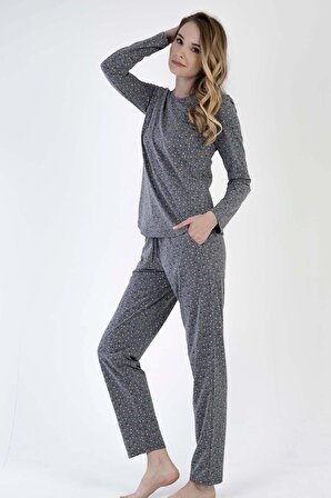 Kadın Uzun Kol Antrasit Pijama Takımı C3T0N4O058