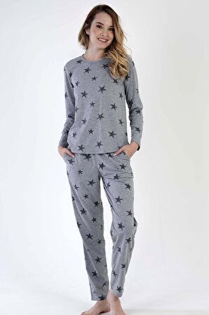 Kadın Uzun Kol Gri Pijama Takımı C3T0N4O061