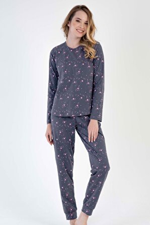 Kadın Uzun Kol Füme Pijama Takımı C3T0N4O166