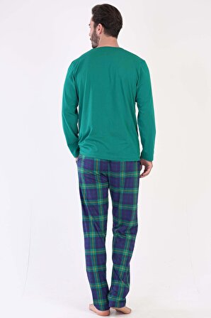 Erkek Büyük Beden Uzun Kol Yeşil Pijama Takım C3T0N5O059
