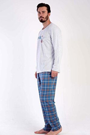 Erkek Uzun Kol Gri Pijama Takım C3T0N5O075