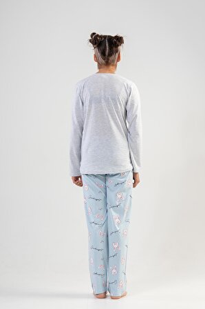 Kız Çocuk Uzun Kol Gri Pijama Takımı C2T0N3O142