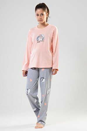 Kız Çocuk Uzun Kol Pembe Pijama Takımı C2T0N4O075